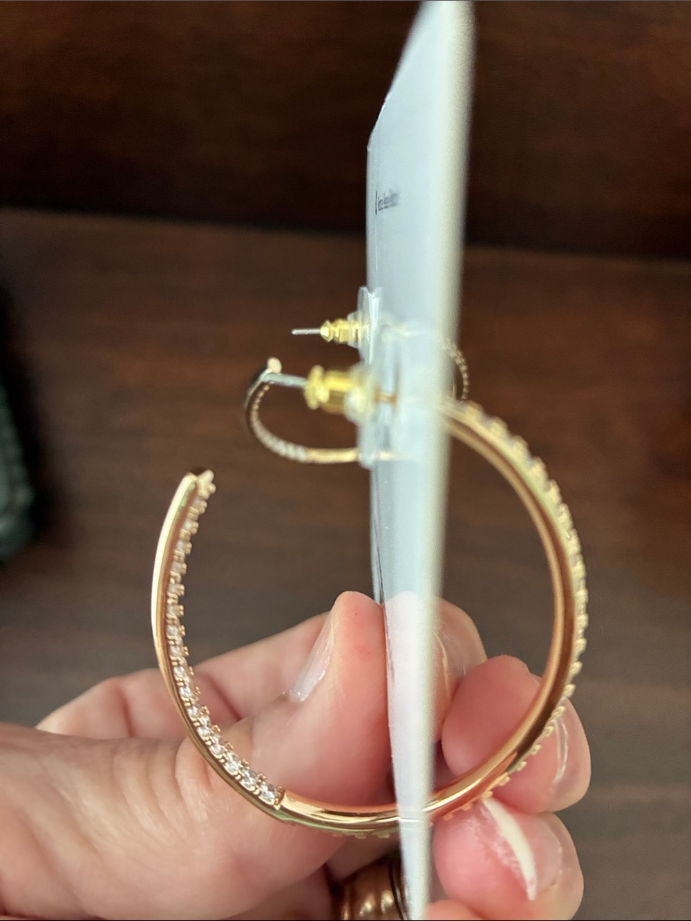 Park Lane Gold Crystal Oval Hoop Earrings - Picture 3 of 5